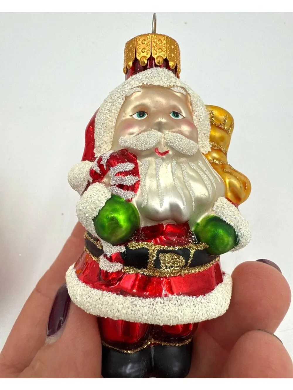 Hand-Painted Glass Santa Claus Christmas Ornaments Set Of 4 Retro Holiday